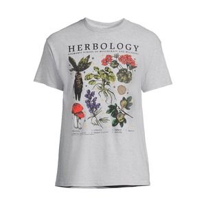 Harry Potter Shirt Men's L 42 44 Gray Herbology Hogwarts Graphic Witchcraft